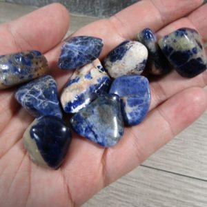 Shop Tumbled Sodalite Crystals & Pocket Stones! Sodalite 0.75 inch + Tumbled Stone T499 | Natural genuine stones & crystals in various shapes & sizes. Buy raw cut, tumbled, or polished gemstones for making jewelry or crystal healing energy vibration raising reiki stones. #crystals #gemstones #crystalhealing #crystalsandgemstones #energyhealing #affiliate #ad