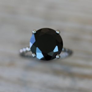 Black Spinel Ring, Sterling Silver Cocktail Ring, Non- Diamond Black Engagement Ring, Statement Ring, Black Stone Ring, Blackened Silver | Natural genuine Spinel jewelry. Buy handcrafted artisan wedding jewelry.  Unique handmade bridal jewelry gift ideas. #jewelry #beadedjewelry #gift #crystaljewelry #shopping #handmadejewelry #wedding #bridal #jewelry #affiliate #ad