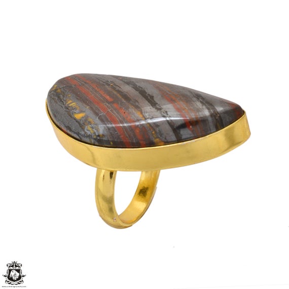 Size 5.5 - Size 7 Marra Mamba Tiger's Eye Ring Meditation Ring 24k Gold Ring Gpr1644