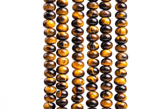 Genuine Natural Tiger Eye Gemstone Beads 6x4mm Yellow Rondelle Aa Quality Loose Beads (102984)