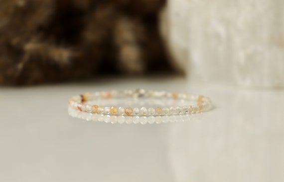 Natural Yellow Topaz Bracelet, Bracelet Femme, Genuine Topaz Jewelry, 3mm Bead Gemstone Bracelet, November Birthstone, Gift For Her