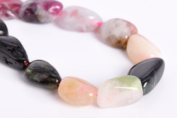 8-10mm Multicolor Tourmaline Beads Pebble Nugget A Genuine Natural Gemstone Half Strand Loose Beads 7.5" Bulk Lot Options (108040h-2621)