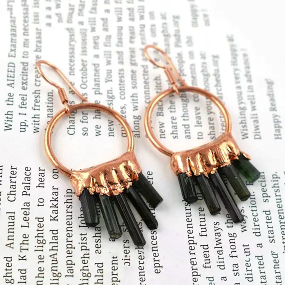 Natural Tourmaline Gemstone Earring | Circle Earring | Pencil Earring | Dangle & Drop Earring | Earring For Women | Hanging Earring Jewelry