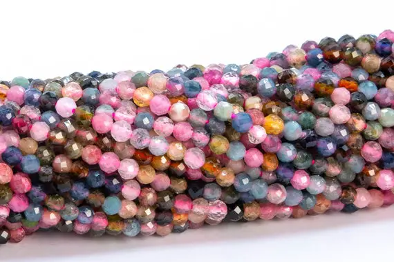 2.5x2mm Multicolor Tourmaline Beads Grade Aaa Genuine Natural Gemstone Faceted Rondelle Loose Beads 15.5" Bulk Lot Options (102721-595)