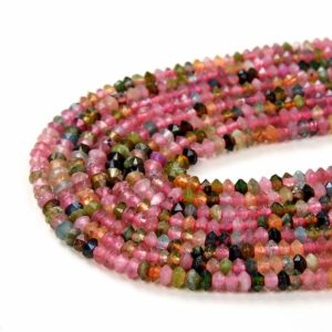 Shop Tourmaline Faceted Beads! 3x2MM Multi Color Tourmaline Gemstone Grade AAA Bicone Faceted Rondelle Saucer Loose Beads BULK LOT 1,2,6,12 and 50 (P2) | Natural genuine faceted Tourmaline beads for beading and jewelry making.  #jewelry #beads #beadedjewelry #diyjewelry #jewelrymaking #beadstore #beading #affiliate #ad