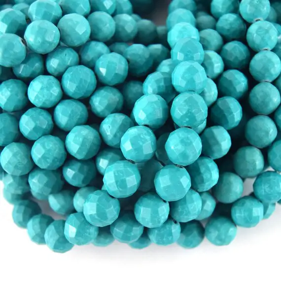 12mm Faceted Reconstituted Turquoise Color Howlite Round Beads - Sold By 14.5" Strands (~ 30 Beads)