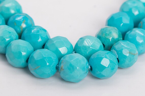 Turquoise Beads 5-6mm Mint Blue Faceted Round Loose Beads (102607)