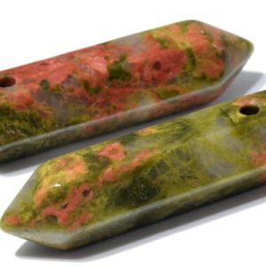 Shop Unakite Bead Shapes! 2 Pcs – 30x8MM Unakite Beads Healing Hexagonal Pointed Grade AAA Genuine Natural Gemstone Loose Beads (103261) | Natural genuine other-shape Unakite beads for beading and jewelry making.  #jewelry #beads #beadedjewelry #diyjewelry #jewelrymaking #beadstore #beading #affiliate #ad