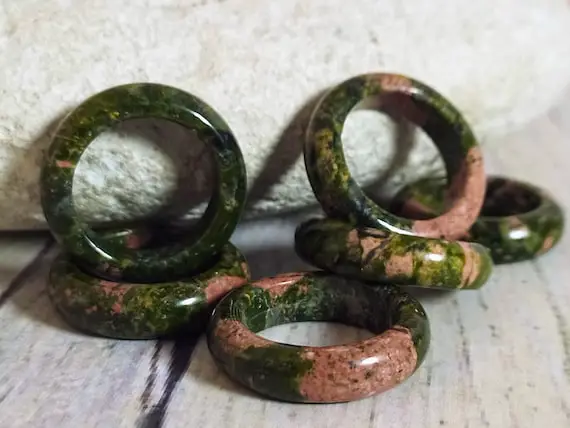 Unakite Stone Ring | Stone Ring Band | Green And Pink Stone Ring | Natural Stone Ring | Unakite Stone Wedding Band