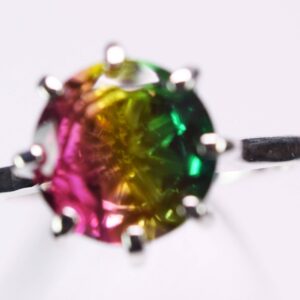 Watermelon Color Ring, Triplet Quartz, 10mm Round Solitaire Set in 925 Sterling Silver Ring