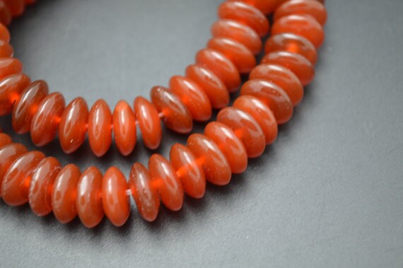 1 Strand 4x10mm Pure Red Agate Carnelian Spacer Rondelle Fly Saucer Beads Jewelry Parts