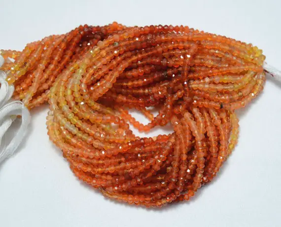 3.5mm Shaded Carnelian Rondelle Beads, Carnelian Faceted Beads, Shaded Carnelian Rondelle Beads, Beads For Necklace, 12.5 Inch Strand # Bd7