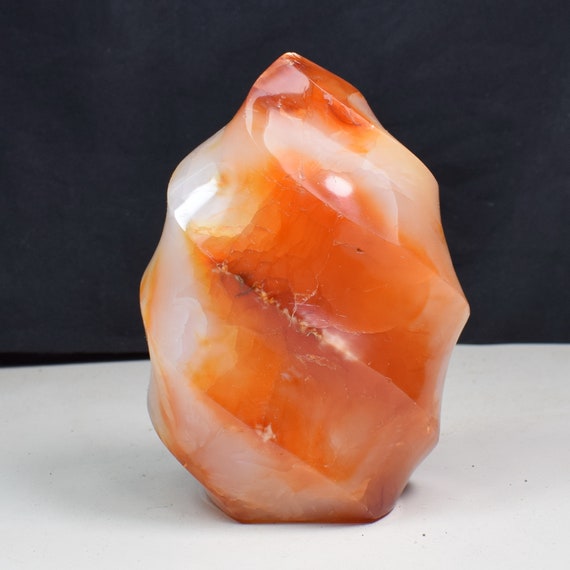3.66" Carnelian Agate Crystal Flame Display Specimens,agate Geode Tower Point ,office Decor,freeform Carved Carnelian Agate Torch C712