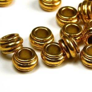 Shop Beads With Large Holes! 5 or 10 Pcs – 12mm x 7mm Antique Gold Drum Spacer Beads – Gold Column Beads – Large Hole Spacer – Metal Spacers – Leather Jewelry Supplies | Shop jewelry making and beading supplies, tools & findings for DIY jewelry making and crafts. #jewelrymaking #diyjewelry #jewelrycrafts #jewelrysupplies #beading #affiliate #ad