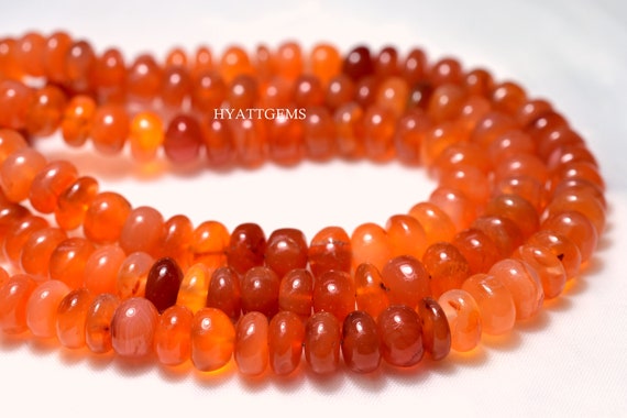 8 Inches Carnelian Rondelle Beads, Natural Carnelian Gemstone Beads Size 8 Mm Top Quality