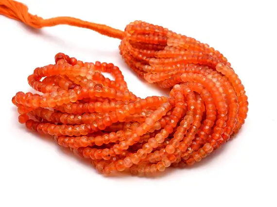 Carnelian Faceted Rondelle Beads, 4 Mm To 5.5 Mm, Orange Carnelian Beads, Carnelian Jewelry Making Gemstone Beads, 17 Inch Strand,sku No 876