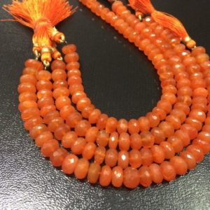 Shop Carnelian Rondelle Beads! AAA carnelian faceted rondelle gemstone beads 7"inches 8mm-9mm | Natural genuine rondelle Carnelian beads for beading and jewelry making.  #jewelry #beads #beadedjewelry #diyjewelry #jewelrymaking #beadstore #beading #affiliate #ad