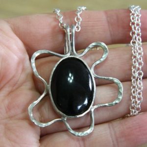 Shop Agate Pendants! CLEARANCE – Large Agate Flower Pendant Bezel Set Hammered Texture in Solid Sterling Silver , No Chain | Natural genuine Agate pendants. Buy crystal jewelry, handmade handcrafted artisan jewelry for women.  Unique handmade gift ideas. #jewelry #beadedpendants #beadedjewelry #gift #shopping #handmadejewelry #fashion #style #product #pendants #affiliate #ad