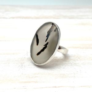 Shop Agate Rings! Montana Agate Silver Ring // Silver Agate Adjustable 7 to 8 Ring // Montana Agate Ring // Montana Agate Stone Ring // 925 Sterling Silver | Natural genuine Agate rings, simple unique handcrafted gemstone rings. #rings #jewelry #shopping #gift #handmade #fashion #style #affiliate #ad