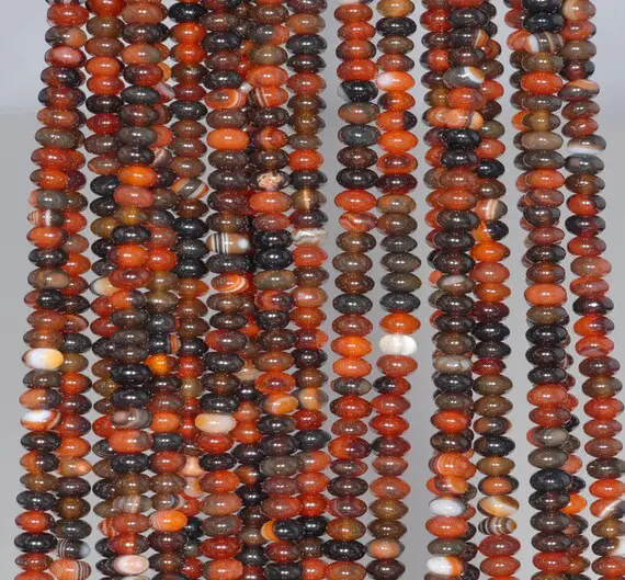 4x2mm Brown Agate Gemstone Rondelle Loose Beads 15 Inch Full Strand (80000467-a76)