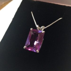 Shop Alexandrite Pendants! Gorgeous 8ct Emerald Cut Alexandrite Sterling Silver Solitaire Pendant Necklace Color Change Alexandrite Necklace 9ct June Birthstone Gift M | Natural genuine Alexandrite pendants. Buy crystal jewelry, handmade handcrafted artisan jewelry for women.  Unique handmade gift ideas. #jewelry #beadedpendants #beadedjewelry #gift #shopping #handmadejewelry #fashion #style #product #pendants #affiliate #ad