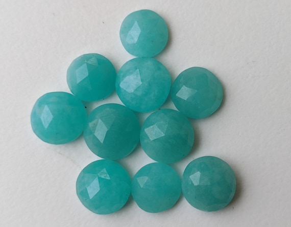 8-9mm Amazonite Faceted Round Flat Back Cabochons, Amazonite Rose Cut Round, Loose Amazonite For Jewelry (5pcs To 10pcs Options) - Adg366