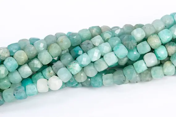 4mm Mint Green Amazonite Beads Faceted Cube Grade Aa Genuine Natural Gemstone Loose Beads 15"/7.5" Bulk Lot Options (113041)