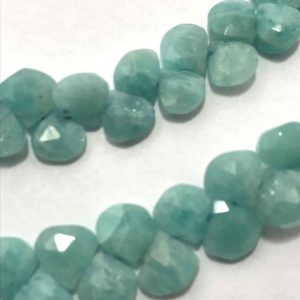 Shop Amazonite Faceted Beads! 6.5 – 7.5 mm Amazonite Faceted Hearts Gemstone Beads Strand Sale / Semi Precious Beads / Amazonite Beads Wholesale / 7 mm Faceted Hearts | Natural genuine faceted Amazonite beads for beading and jewelry making.  #jewelry #beads #beadedjewelry #diyjewelry #jewelrymaking #beadstore #beading #affiliate #ad