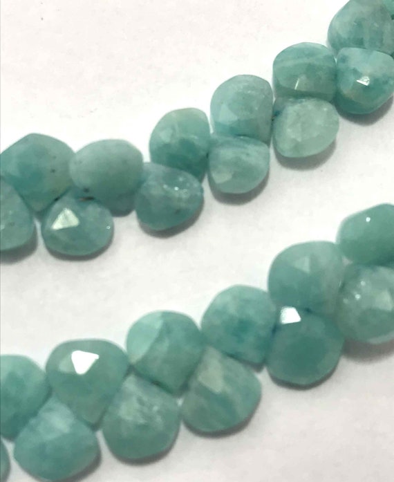 6.5 - 7.5 Mm Amazonite Faceted Hearts Gemstone Beads Strand Sale / Semi Precious Beads / Amazonite Beads Wholesale / 7 Mm Faceted Hearts