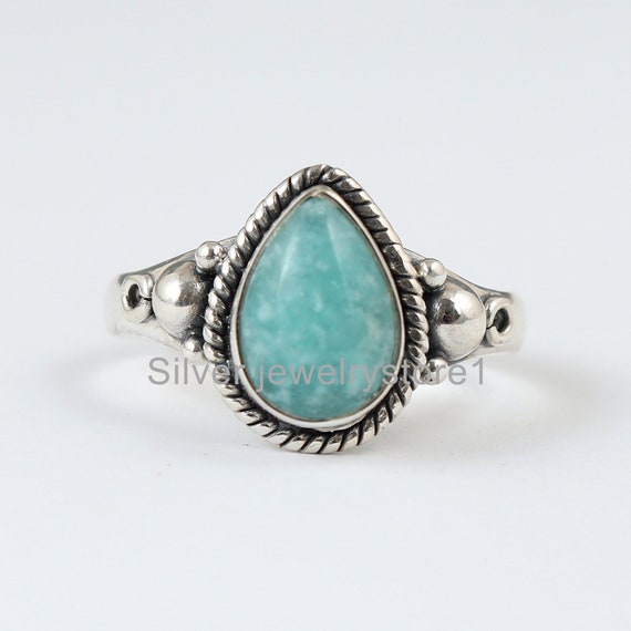 Best Sale Natural Amazonite Ring, Silver Ring, Blue Amazonite Ring, Gemstone Ring, Boho Silver Ring , Women Ring, Gemstone Jewelry