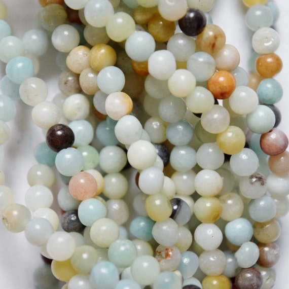 4 Mm Genuine Amazonite Beads - Round 4 Mm Gemstone Beads - Full Strand 15 1/2", 86 Beads, A Quality