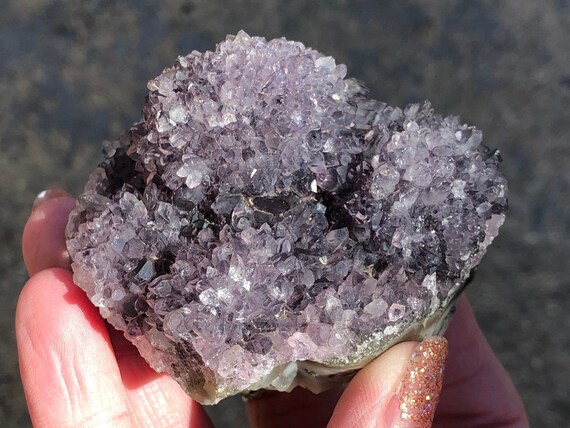 Amethyst Stalactite Cluster, Crystal Rosette, Purple Gemstone Flower Druzy, Birthday Gift For Her, February Birthstone For Aquarius Pisces