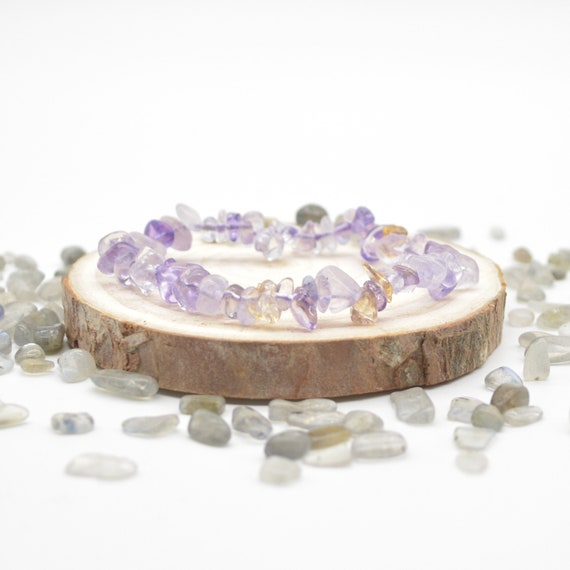Natural Ametrine Semi-precious Gemstone Chip / Nugget Beads Sample Strand / Bracelet - 5mm - 8mm, 7.5"