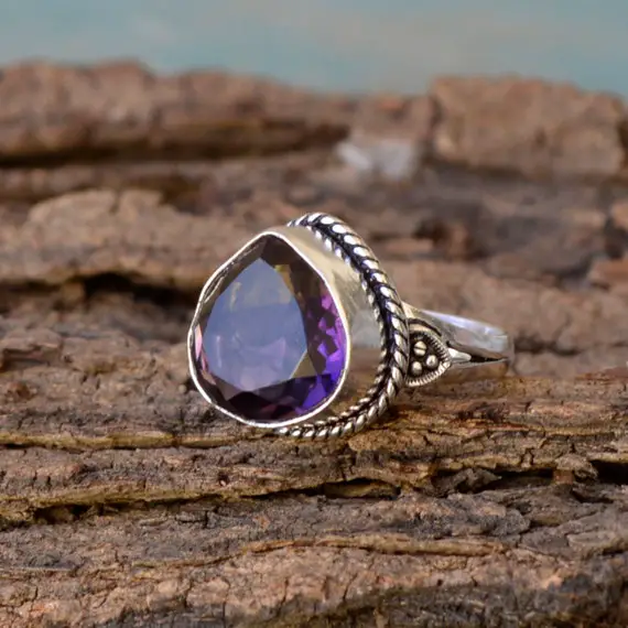 Bi Double Color Ametrine Quartz Ring- 925 Sterling Silver Ring -heart Shape Designer Gift Ring -birthstone Gift Ring- Ametrine Gift Ring