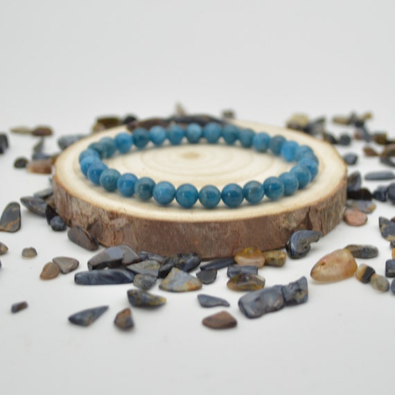 Natural Apatite Semi-precious Gemstone Round Beads Sample Strand / Bracelet - 6mm Or 8mm Size - 7.5"