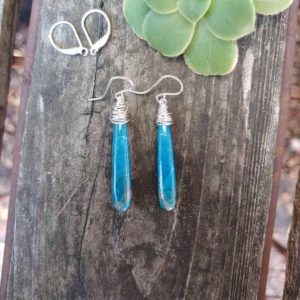 Shop Apatite Earrings! Blue apatite earrings.  Avail in gold, rose gold filled or sterling silver | Natural genuine Apatite earrings. Buy crystal jewelry, handmade handcrafted artisan jewelry for women.  Unique handmade gift ideas. #jewelry #beadedearrings #beadedjewelry #gift #shopping #handmadejewelry #fashion #style #product #earrings #affiliate #ad