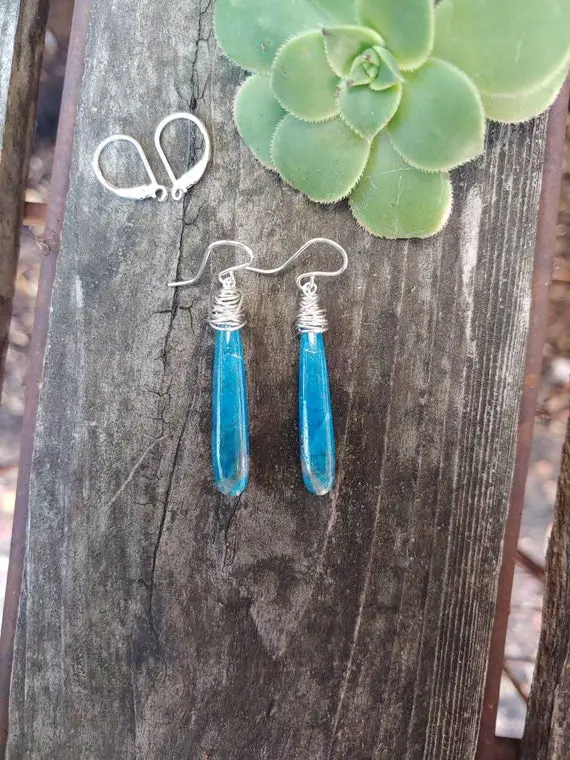 Blue Apatite Earrings.  Avail In Gold, Rose Gold Filled Or Sterling Silver