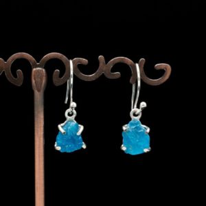 Shop Apatite Earrings! Sterling Silver Raw Apatite Earrings | Natural genuine Apatite earrings. Buy crystal jewelry, handmade handcrafted artisan jewelry for women.  Unique handmade gift ideas. #jewelry #beadedearrings #beadedjewelry #gift #shopping #handmadejewelry #fashion #style #product #earrings #affiliate #ad