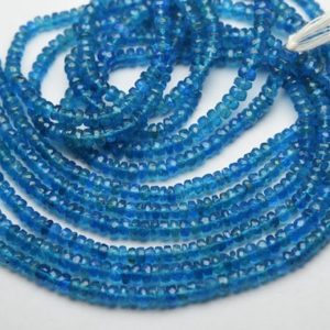 Shop Apatite Faceted Beads! 13 Inches Strand,Natural Neon Blue Apatite Faceted Rondelle,Size 3-3.5mm | Natural genuine faceted Apatite beads for beading and jewelry making.  #jewelry #beads #beadedjewelry #diyjewelry #jewelrymaking #beadstore #beading #affiliate #ad