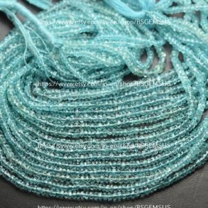Shop Apatite Faceted Beads! 14 Inches Strand,Natural Sky Blue Apatite Faceted Rondelle,Size 3-3.25mm | Natural genuine faceted Apatite beads for beading and jewelry making.  #jewelry #beads #beadedjewelry #diyjewelry #jewelrymaking #beadstore #beading #affiliate #ad
