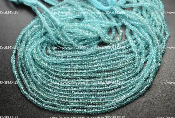 14 Inches Strand,natural Sky Blue Apatite Faceted Rondelle,size 3-3.25mm