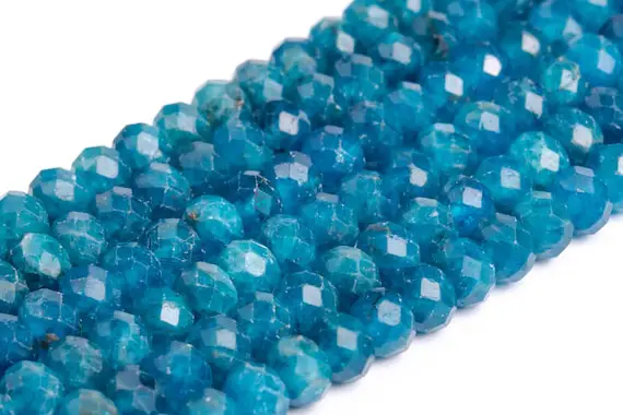 Genuine Natural Sky Blue Apatite Loose Beads Grade Aa+ Faceted Rondelle Shape 7x5mm