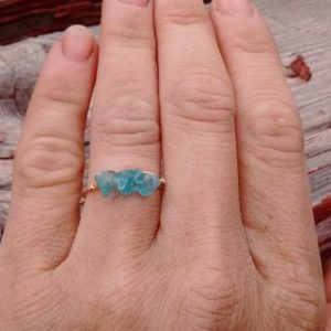 Light blue apatite Crystal ring- made to order | Natural genuine Gemstone rings, simple unique handcrafted gemstone rings. #rings #jewelry #shopping #gift #handmade #fashion #style #affiliate #ad