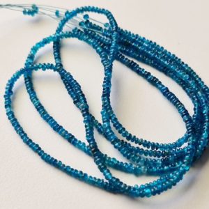 Shop Apatite Rondelle Beads! 3-3.5mm Neon Apatite Bleads, Neon Blue Apatite Plain Rondelle Beads, 15 Inches Neon Apatite Rondelle Beads for Jewelry – PKSG160 | Natural genuine rondelle Apatite beads for beading and jewelry making.  #jewelry #beads #beadedjewelry #diyjewelry #jewelrymaking #beadstore #beading #affiliate #ad