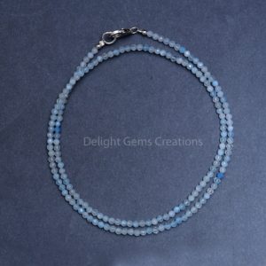 Shop Aquamarine Jewelry! Milky Aquamarine Necklace, 2.5-3mm Aquamarine Micro Faceted Round Beads Necklace, Natural Aquamarine Beaded Necklace, Dainty Tiny Aqua Beads | Natural genuine Aquamarine jewelry. Buy crystal jewelry, handmade handcrafted artisan jewelry for women.  Unique handmade gift ideas. #jewelry #beadedjewelry #beadedjewelry #gift #shopping #handmadejewelry #fashion #style #product #jewelry #affiliate #ad
