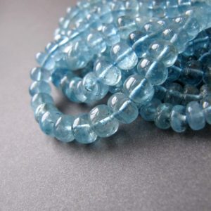 Aquamarine Rondelles • 3.50-6mm • AA+ Smooth Hand Polished • Genuine Gemstone Beads • Fabulous Natural Colour • Santa Maria Blue | Natural genuine beads Array beads for beading and jewelry making.  #jewelry #beads #beadedjewelry #diyjewelry #jewelrymaking #beadstore #beading #affiliate #ad