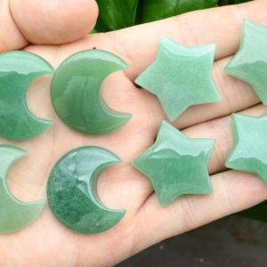 Green Aventurine Moon / star Pendants, no Hole Moon / star Pendants, for Diy Jewelry Making, wholesale Pendants, gemstone Moon / star Pendants. | Natural genuine Gemstone jewelry. Buy crystal jewelry, handmade handcrafted artisan jewelry for women.  Unique handmade gift ideas. #jewelry #beadedjewelry #beadedjewelry #gift #shopping #handmadejewelry #fashion #style #product #jewelry #affiliate #ad