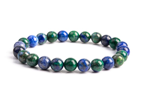 7-8mm Azurite Beads Bracelet Grade Aaa Natural Round Gemstone 7" Bulk Lot Options (106613h-2018)