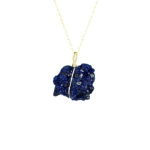 Shop Azurite Jewelry! Blue crystal necklace – azurite necklace – crystal necklace – mineral necklace – an azurite wire wrapped onto 14k gold filled chain – J02 | Natural genuine Azurite jewelry. Buy crystal jewelry, handmade handcrafted artisan jewelry for women.  Unique handmade gift ideas. #jewelry #beadedjewelry #beadedjewelry #gift #shopping #handmadejewelry #fashion #style #product #jewelry #affiliate #ad