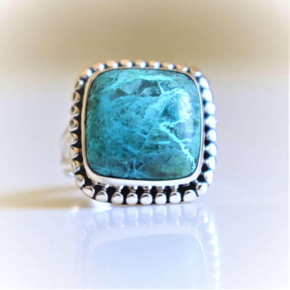 Azurite Ring, 925 Sterling Silver Ring, Natural Azurite, Azurite Malachite Ring, Natural Gemstone, Azurite Shattuckite Ring, Christmas Gift,